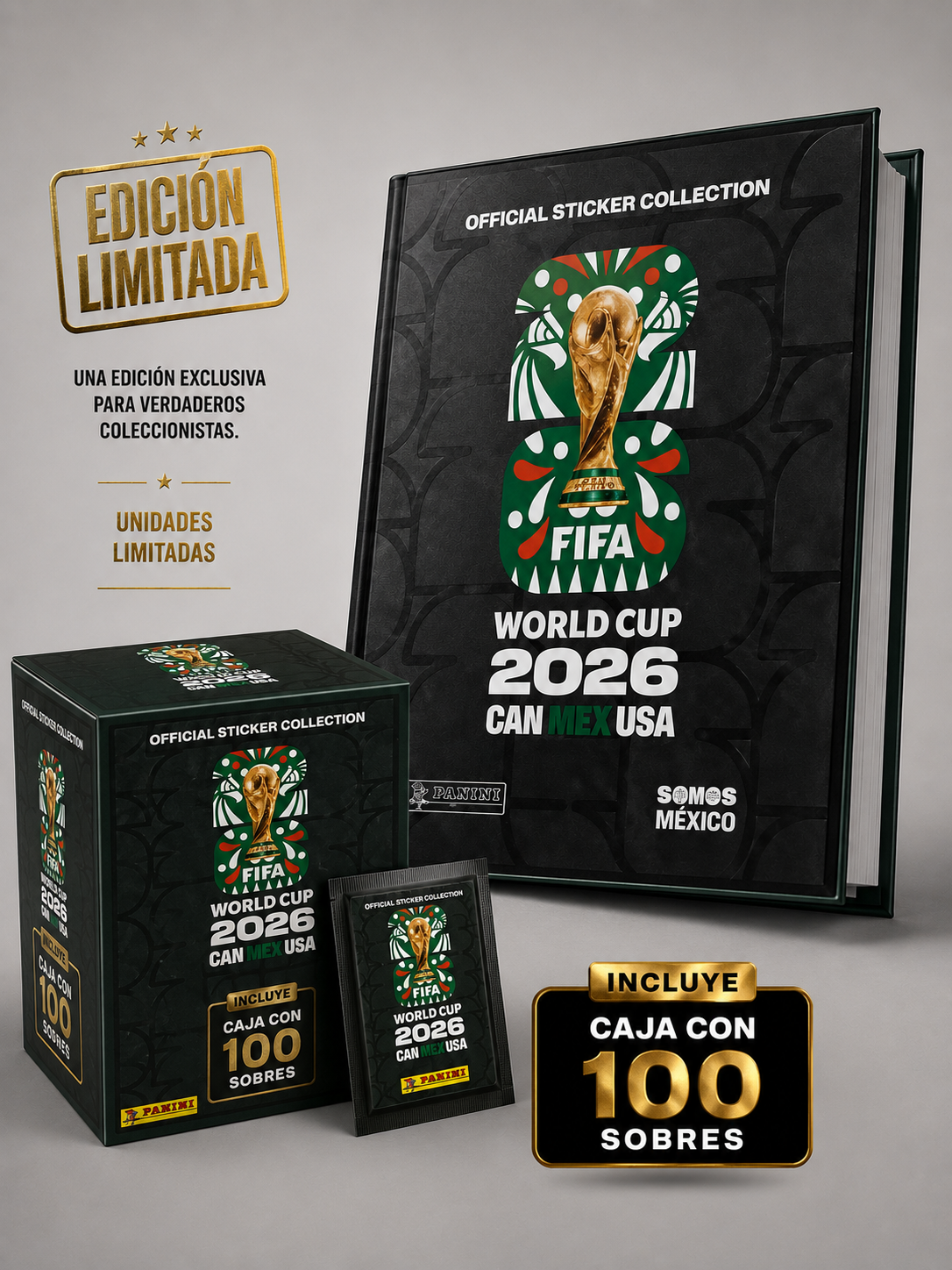 WORLD CUP 2026. ÁLBUM EDICIÓN ESPECIAL NEGRO + 100 Sobres